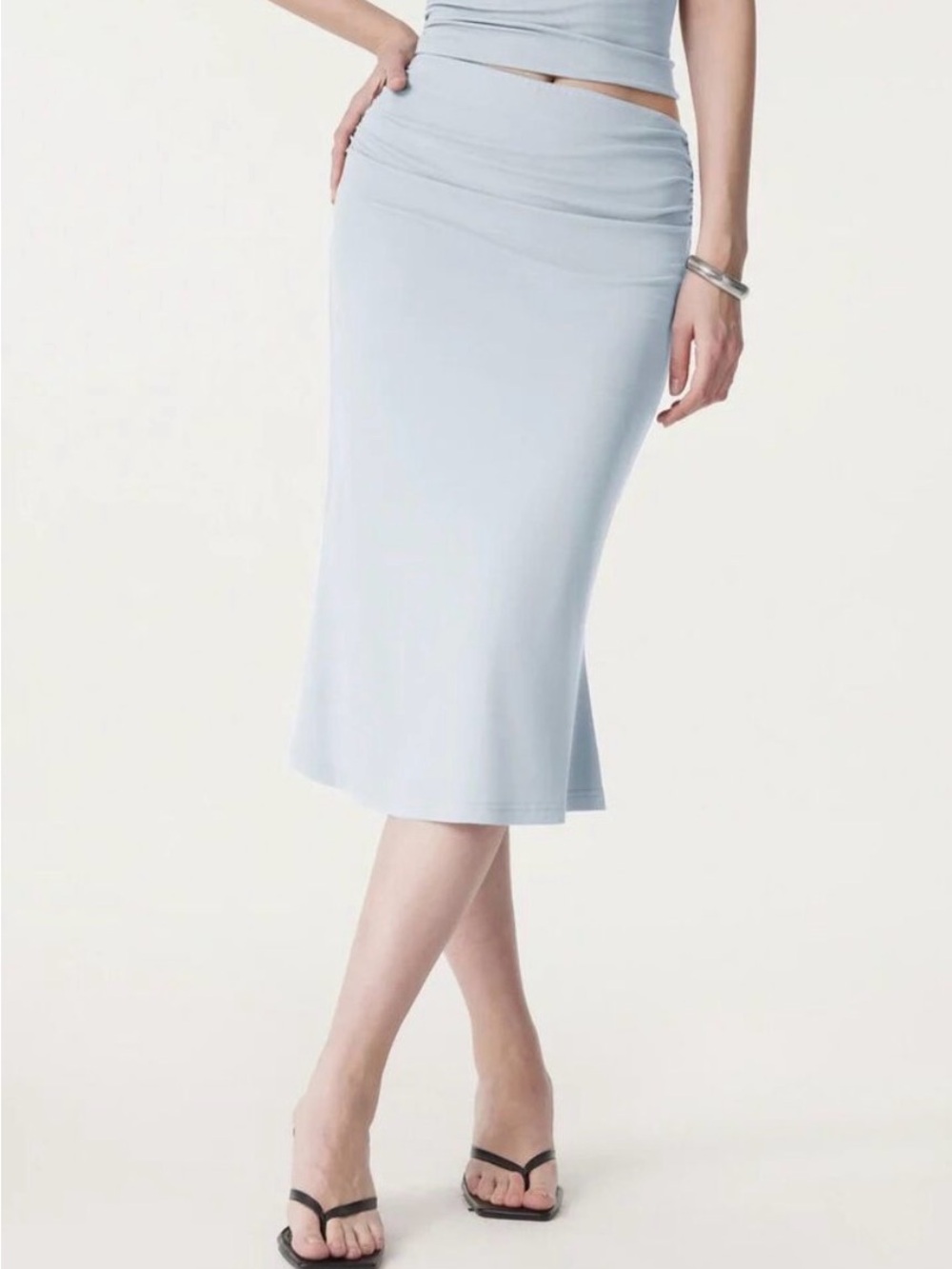 OGL Eco SkinKiss Light Blue Sky Glass Pull on Mermaid Midi Skirt